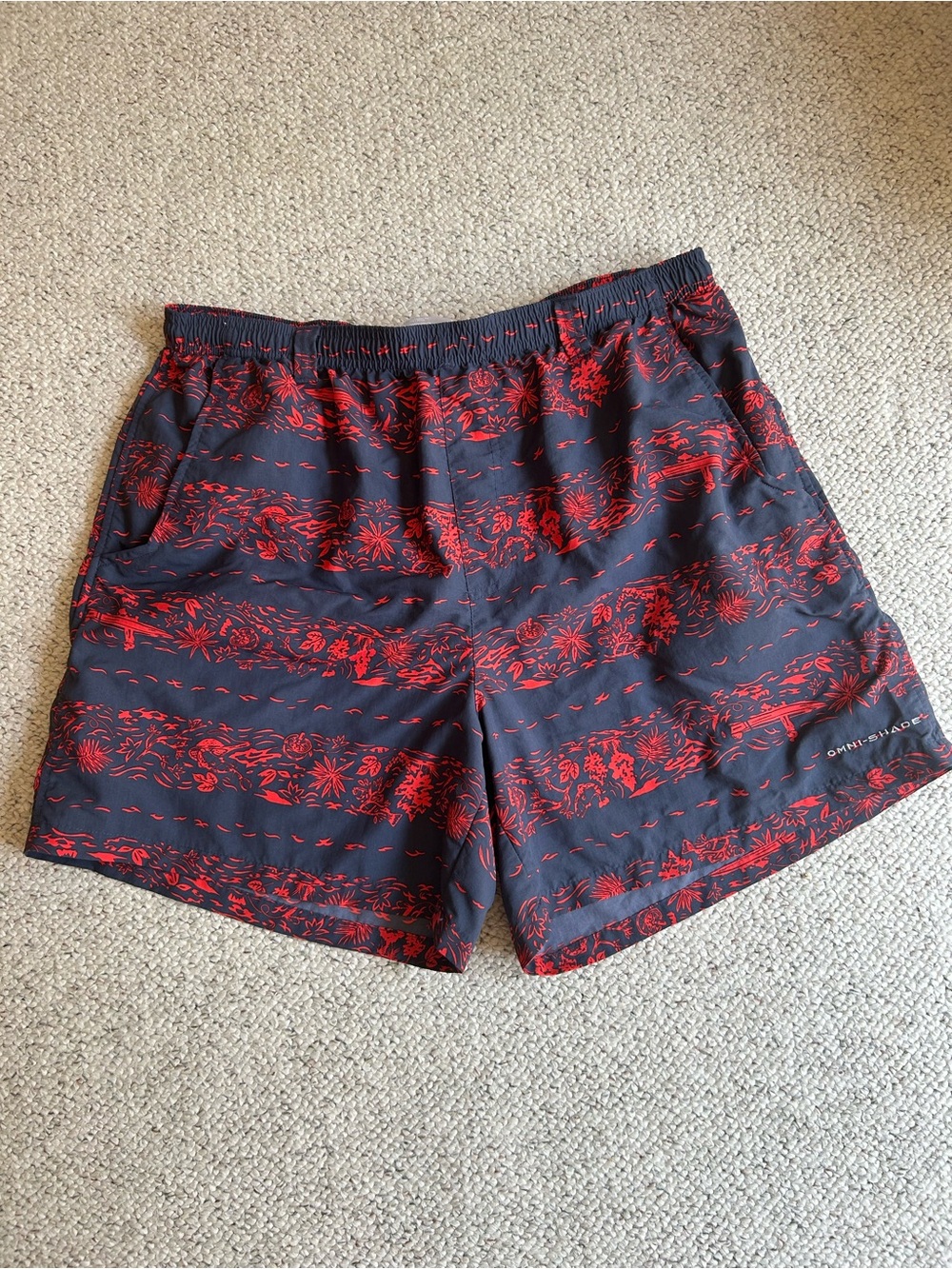 Columbia Navy and Red Men's Swim Trunks